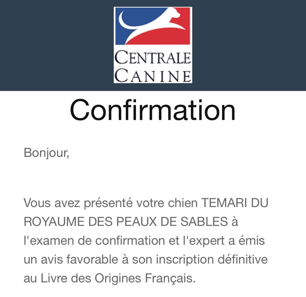 Confirmation au LOF pour notre Temari du royaume des peaux de sables 